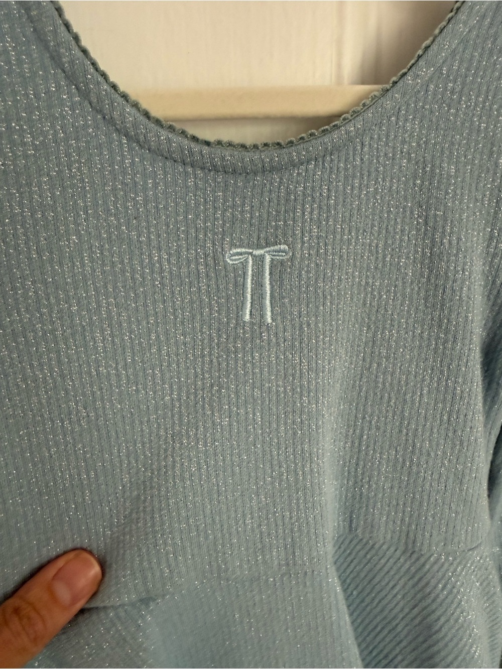 Hanna Andersson Light Blue Ribbed Sparkle Knit Top for Kids